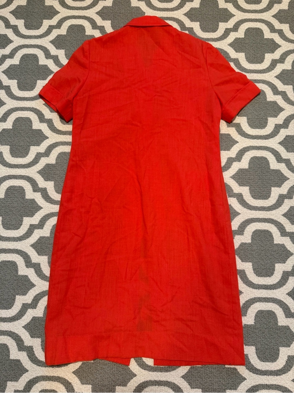 Vintage Henry Lee orange red button up collared midi knee length dress 70s 80s - Picture 8 of 8